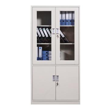 企诺 | 功成狮 上玻双节柜大器械文件柜上下两门玻璃资料柜850*390*1800mm 厚度0.4mm GFCA0051