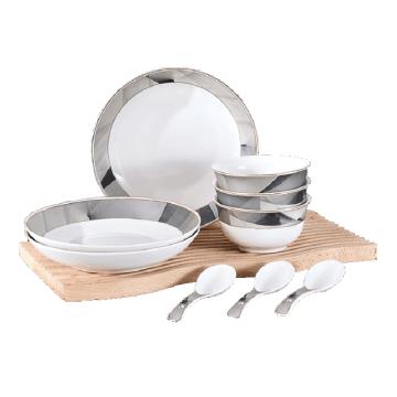 康宁餐具 9件套，素颜系列CB-SYXL9-HP/KZ 规 格：4.5寸饭碗×3/8.0寸汤盘×3/小汤勺×3 CB-SYXL9-HP/KZ