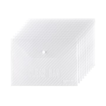 齐心 巨划算经典条纹透明按扣袋A4（20个/套） C318透明