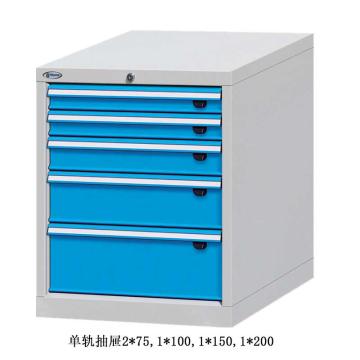 位邦 工具柜，尺寸(mm):564×600×700，灰色，抽屉蓝色，单轨抽屉，5个抽屉 75.5605.12