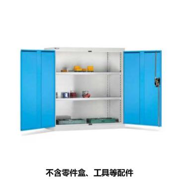 位邦 储物柜1023×550×1000mm，蓝门灰柜，对开钢门柜，2层层板 77.6201.12
