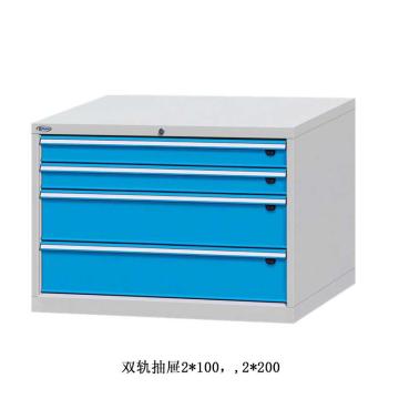 位邦 工具柜，尺寸(mm):1023×725×700，灰色，抽屉蓝色，双轨抽屉，4个抽屉 75.1751.12