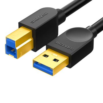 山泽 打印机数据线高速USB3.0打印机数据线AM/BM 黑色2米 SDY-04C