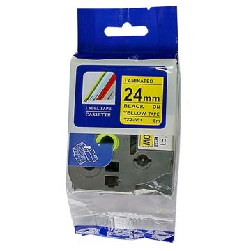 普贴 标签色带，黄底黑字 宽度24mmTZ2－651 适用于兄弟ＴＺ系列标签机 TZ2－651