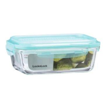 乐扣乐扣 LOCK&LOCK 叠扣系列玻璃保鲜盒610ml 蓝色 LLG990MIT