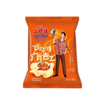 上好佳 休闲零食 田园薯片，80g*12袋 宫保鸡丁味