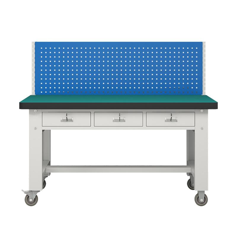 京图尚冠 重型防静电工作台平三抽带挂板脚轮/2100*750*1250mm/包安装/承重2000斤 TB618