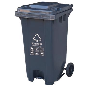 功成狮 两轮移动户外脚踏分类垃圾桶灰色120L(其他垃圾)可挂车 GJRA0095