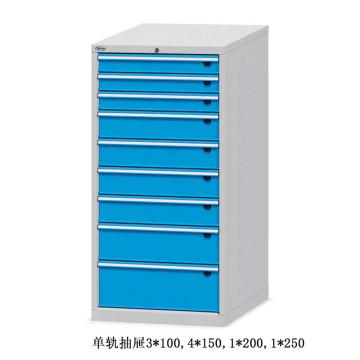 位邦 工具柜，尺寸(mm):717×600×1450，灰色，抽屉蓝色，单轨抽屉，9个抽屉 75.7608.12