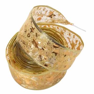 GCS 圣诞丝带1米，纽扣电池盒，5cm-金色丝带（暖白） GFUD2454