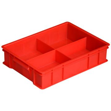 Raxwell 固定分格周转箱中号4格，370×275×85mm，红色 RHSS4386