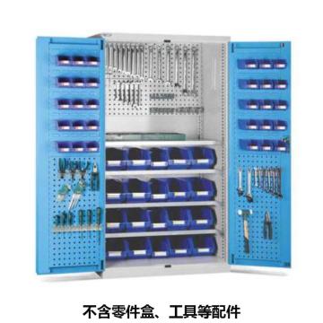 位邦 储物柜1023×550×1800mm，蓝门灰柜，对开钢门柜，4层层板，背部、门上带挂板 77.6701.12