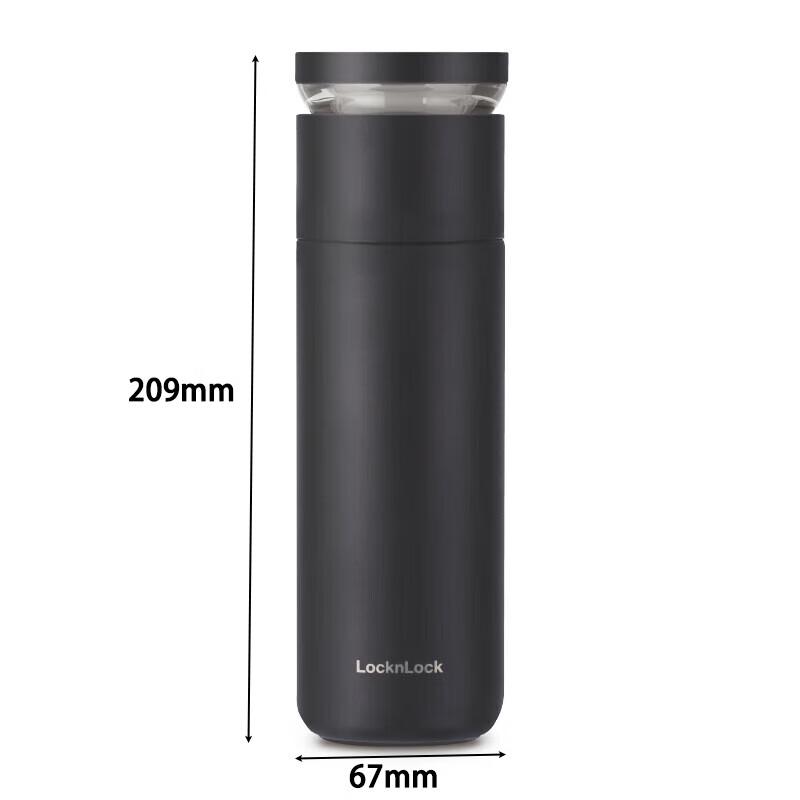 乐扣乐扣 LOCK&LOCK 心仪茶水分离保温杯（可定制logo）黑色/316不锈钢/440ml LHC4285BLK