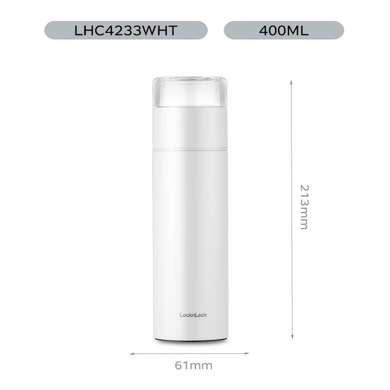 乐扣乐扣 LOCK&LOCK 品茗茶水分离保温杯（可定制logo）白/316不锈钢/400ml LHC4233WHT