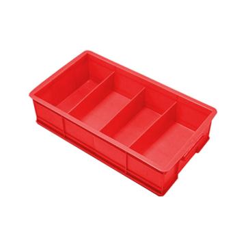 英达斯贝克 塑料固定式分格周转箱外尺寸:350×200×85mm 小号4格-红色