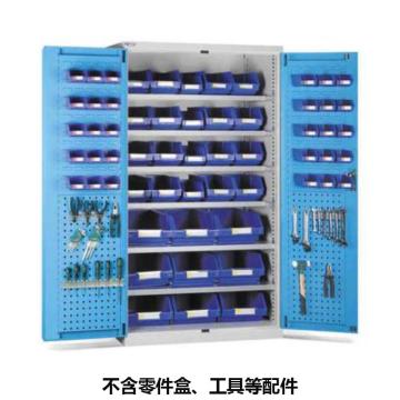 位邦 储物柜1023×550×1800mm，蓝门灰柜，对开钢门柜，6层层板，门上带挂板 77.6711.12