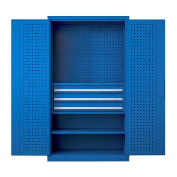 京图尚冠 重型工具柜内三抽一隔板带挂板款1000×500×1800mm，全蓝色 JG242