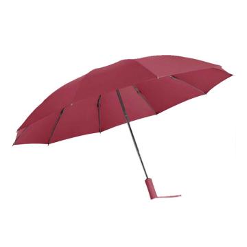三极户外 10骨全自动反向伞 TP7399 碰击布+反光条酒红色