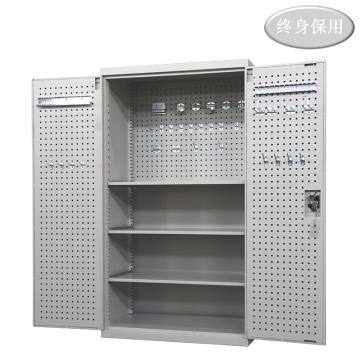 Raxwell 灰色双开门带挂板置物柜(三层板)尺寸(长×宽×高mm):1000×600×1800 RHST0014