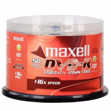 麦克赛尔 DVD-R光盘空白光盘 商务金盘16速4.7G台产 DVD-R 50片桶装