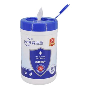 爱洁施 酒精棉片（中），含医用酒精，100片装，12桶/箱 01.980.678558