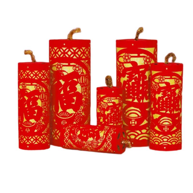 月桐 春节新年仿真鞭炮摆件六六大顺 大号高44cm+中号高35cm+小号高25cm YT-MGJ54