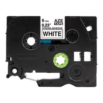 功成狮 强粘性标签色带，AZE-S211GCDY0185 宽度6mm 白底黑字，适用于兄弟TZA系列标签机 GCDY0185