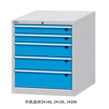 位邦 工具柜，尺寸(mm):717×600×800，灰色，抽屉蓝色，单轨抽屉，5个抽屉 75.7605.12