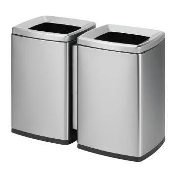 功成狮 不锈钢方形双分类垃圾桶YFT-02A砂钢银8L+8L GJRA0255
