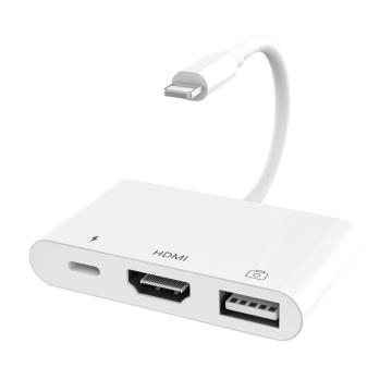 创乘 苹果三合一扩展坞（Lightning转HDMI+USB+快充） 白色 CT146W