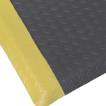 allmats 耐用型铁板纹抗疲劳地垫 黑色+黄边，0.6m*3m*12mm(宽x长x厚）