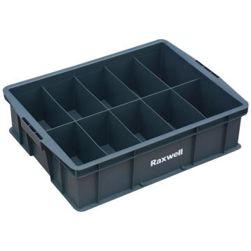 Raxwell 10格固定分格周转箱，590×385×140mm，灰色 RHSS4427