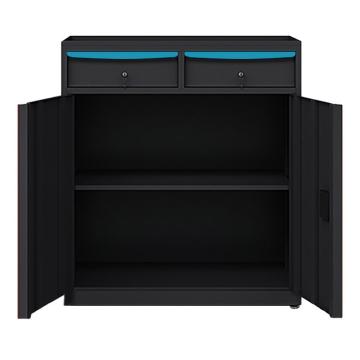 锴源 黑色工具柜矮柜(内一板/两抽)黑色+蓝色 尺寸:1050×900×450mm