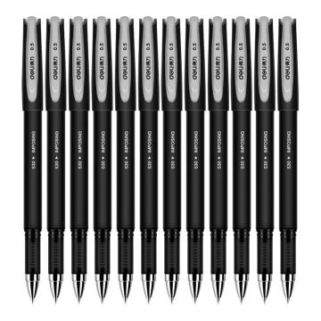 deli/得力 磨砂商务中性笔/碳素笔0.5mm S30黑盒装