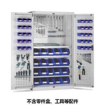 位邦 储物柜1023×550×1800mm，灰色，对开钢门柜，4层层板，背部、门上带挂板 77.6701.01