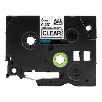 功成狮 强粘性标签色带，AZE-S111GCDY0184 宽度6mm 透明底黑字，适用于兄弟TZA系列标签机 GCDY0184