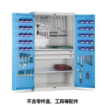 位邦 储物柜1023×550×1800mm，蓝门灰柜，对开钢门柜，2层层板，背部、门上带挂板，2抽屉 77.6521.12