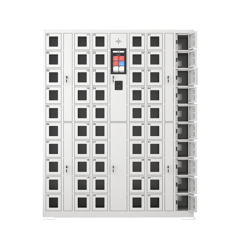 京图尚冠 智能手机柜60门可充电人脸识别+指纹灰白色1445*400*1800mm TD565