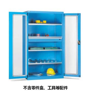 位邦 储物柜，1023×550×1800mm，蓝色，对开玻璃门柜，4层层板，1抽屉 77.6402.02