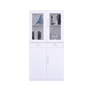 Raxwell 中二斗文件柜办公柜900*400*1850mm拆装 纯白色加厚款 板材厚度0.7mm RFCA0006