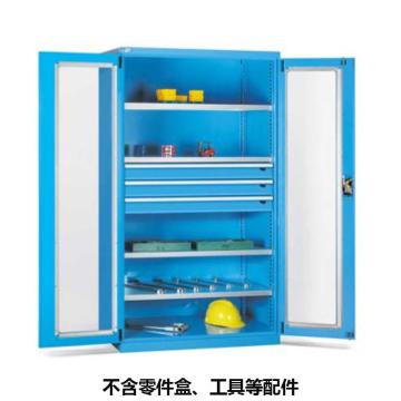 位邦 储物柜，1023×550×1800mm，蓝色，对开玻璃门柜，4层层板，3抽屉 77.6422.02