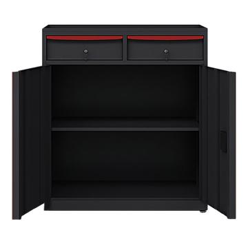 锴源 黑色工具柜矮柜(内一板/两抽) 尺寸:1050×900×450mm,黑色+红色