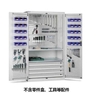位邦 储物柜1023×550×1800mm，灰色，对开钢门柜，2层层板，背部、门上带挂板，4抽屉 77.6721.01