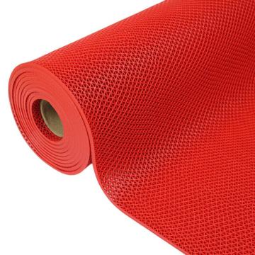 功成狮 S纹D型发泡PVC镂空疏水防滑地垫大孔径 红色1.2m*12m*8.5mm GJMW0039