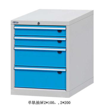 位邦 工具柜，尺寸(mm):564×600×700，灰色，抽屉蓝色，单轨抽屉，4个抽屉 75.5604.12