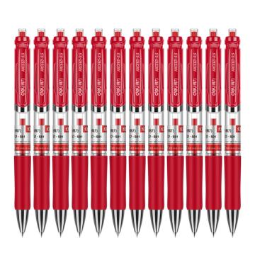 deli/得力 按动中性笔0.5mm 12支/盒 33388 红色