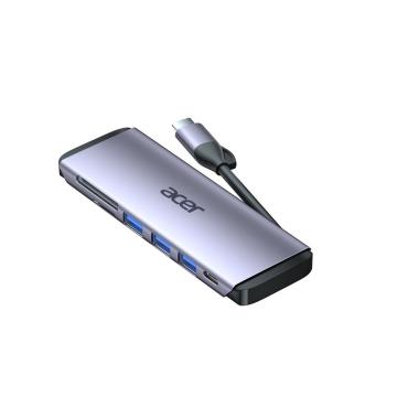 Acer/宏碁 7口扩展坞太空灰铝壳 伸缩款 USB3.0X3 HDMIX1 SD/TFX1 PD充电X1 0.2米 C805-7A