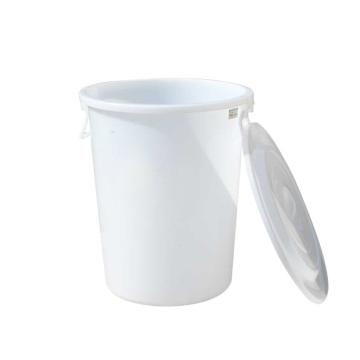 滋仁 圆形带盖垃圾桶水桶80L 塑料柄，直径52cm 高60cm LT-024 白色