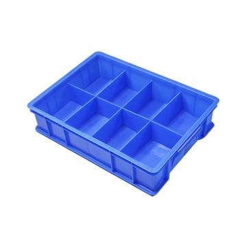 英达斯贝克 塑料固定式分格周转箱外尺寸:370×275×83mm 中号8格-蓝色
