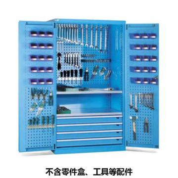 位邦 储物柜1023×550×1800mm，蓝色，对开钢门柜，2层层板，背部、门上带挂板，4抽屉 77.6721.02